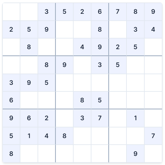 Example of an easy Sudoku puzzle